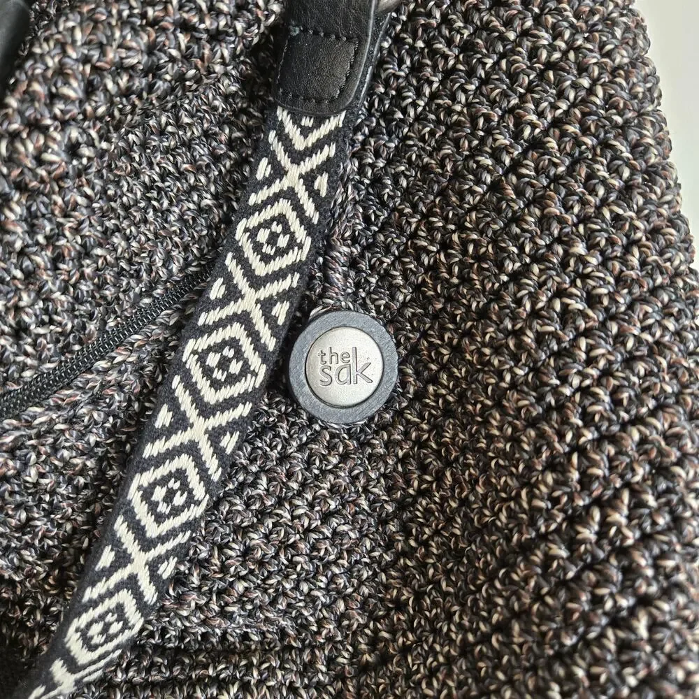 The Sak Marled Woven Bucket Backpack Black Gray